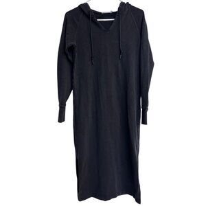 Rag & Bone Acid Wash Cotton Midi Sweatshirt Dress Size XS Black Hooded Casual